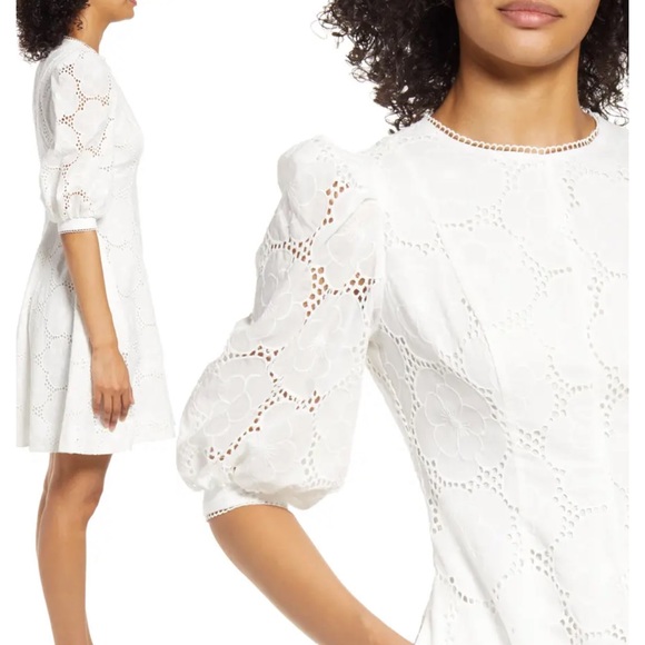 RACHEL PARCELL EYELET COTTON DRESS - Picture 2 of 6